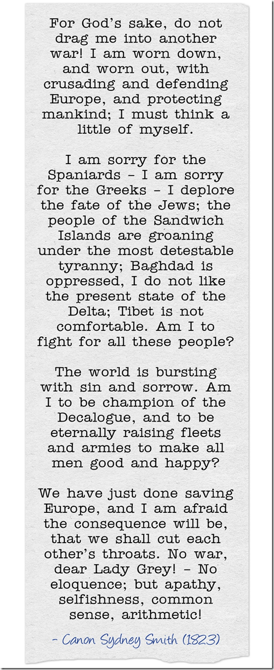 Canon Sydney Smith Canon Sydney Smith on warring arithmetic