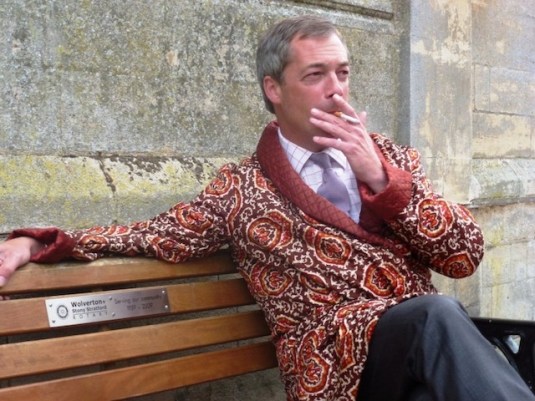 Farage having a smoke