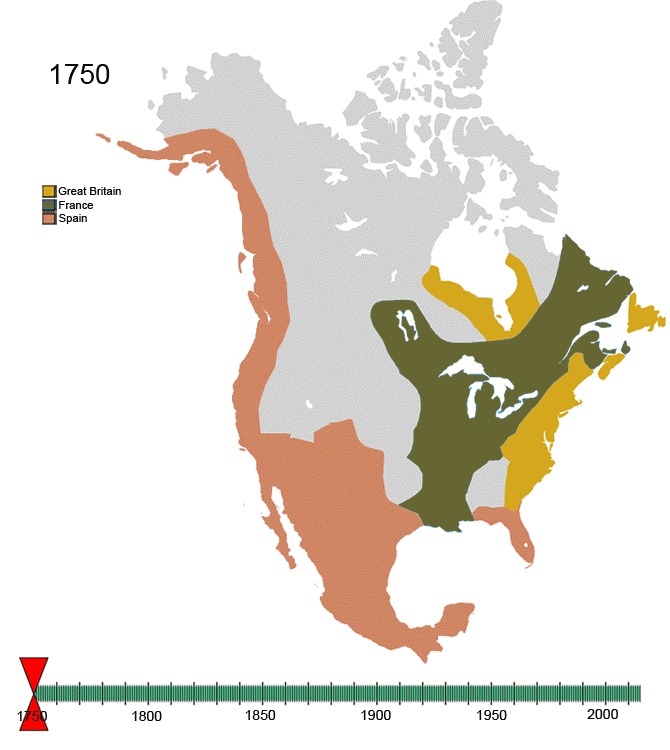 the political division of North America since 1750