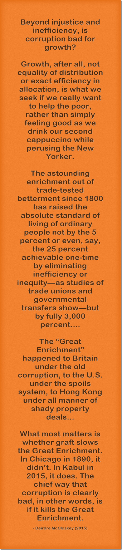 Deirdre McCloskey on corruption and economic growth