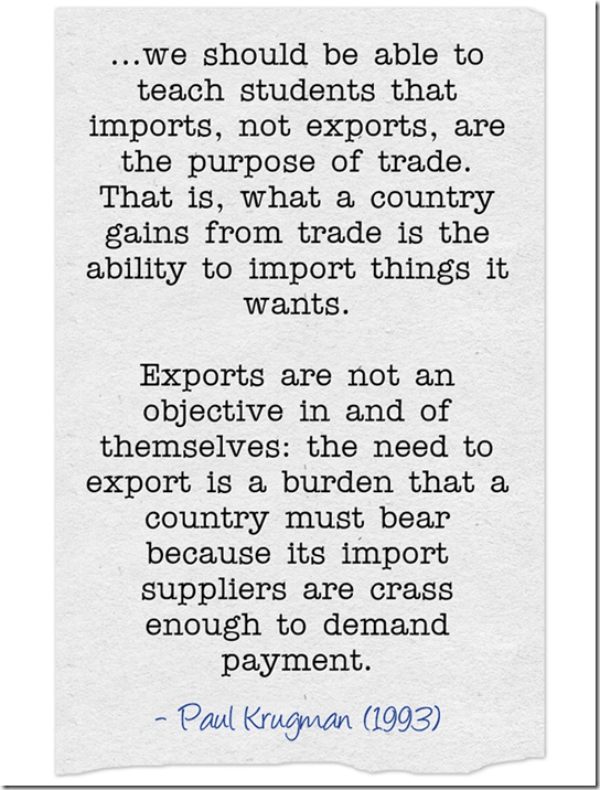 Paul Krugman purpose of exports