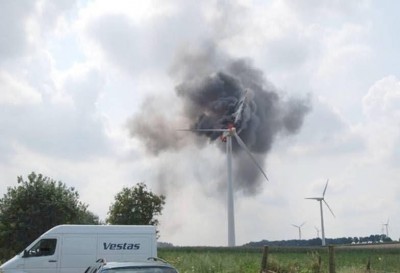Vestas turbine on fire