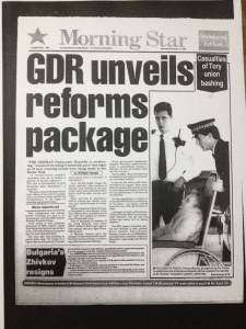 The Morning Star from 11 Nov, 1989 (all pics from microfilm copies of the paper so text is probably unreadable)