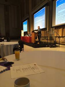 In the midst of my presentation to the CSPG's seminar on "the implications of fixed-date elections." Photo credit: Nick MacDonald