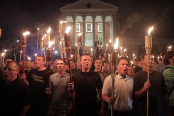 White Nationalists Marching with Torches